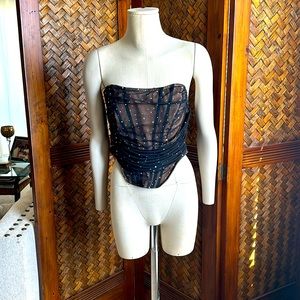 SHEIN large black sparkle crop top bustier going out party